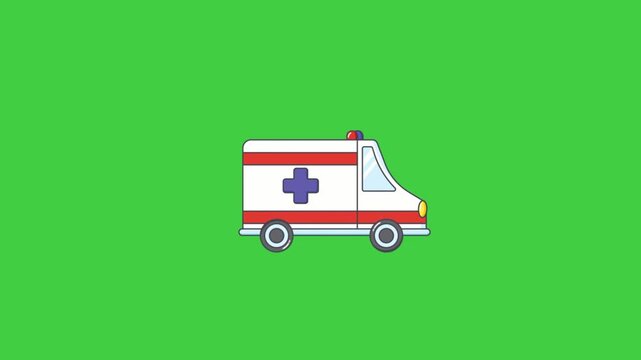 White ambulance animation symbolizing emergency services, healthcare, and medical transportation.
