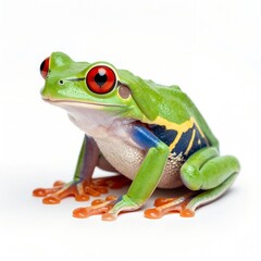 Iconic Red-Eyed Tree Frog White Background