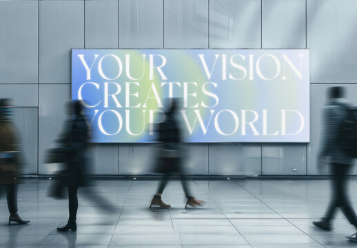 Blurred Commuters Pass Billboard Mockup PSD
