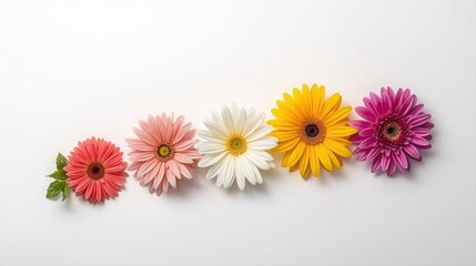 Flower blossoms arranged to show seasonal progression, renewal and fresh start themes, wellness and personal growth content