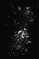 Broken glass on the black background. Isolated realistic cracked glass effect	