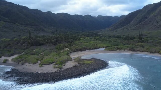 Hidden Tropical Forested Valley with Beautiful Bay and Sandy Beach