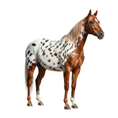 Fototapeta premium Elegant horse with spotted coat, powerful physique, graceful stance, and natural outdoor setting showcasing animal beauty and equestrian appeal