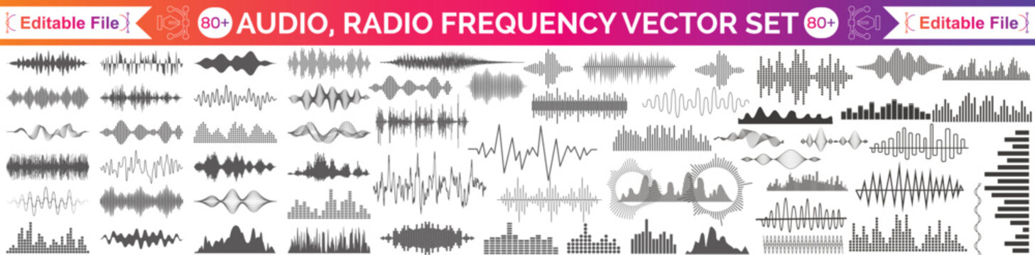 Sound wave and music digital equalizer panel. Soundwave amplitude sonic beat pulse voice visualization vector illustration