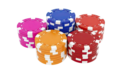 Stacks of Colorful Poker Chips