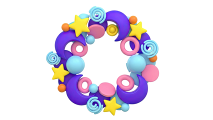 3D Abstract Wreath of Celestial and Geometric Shapes
