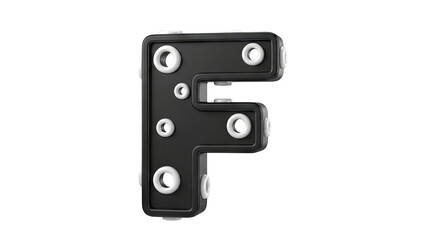 Fototapeta premium Black Letter F with White Rivets