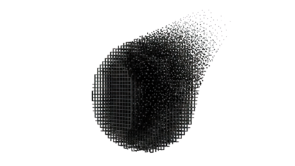 Black Sphere Dissolving into Cubes