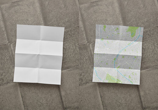 Mockup Of Customizable Paper Folded Multiple Times