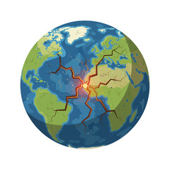 Obraz premium Cracked Earth Globe with Glowing Center - Global Disaster Concept