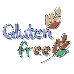 Obraz premium Gluten free text design with leaves in earthy colors and style 