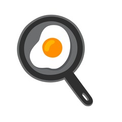 fried egg in a frying pan isolated