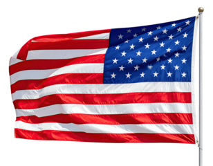 Waving US flag; vibrant reds, whites, blues on black