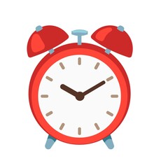 red alarm clock isolated on white