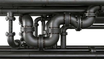 Industrial Steel Pipes with Flanges and Bends