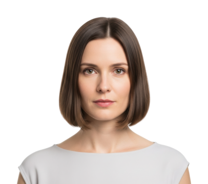 Portrait of young woman with stylish haircut in space isolated on transparent background - Powered by Adobe
