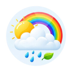 Fototapeta premium Sunshine and rain showers creating a vibrant rainbow in nature isolated on transparent background