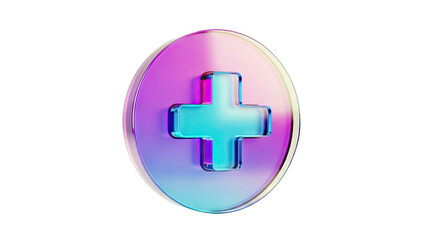 Obraz premium Iridescent Glass Plus Icon with Chrome Edging