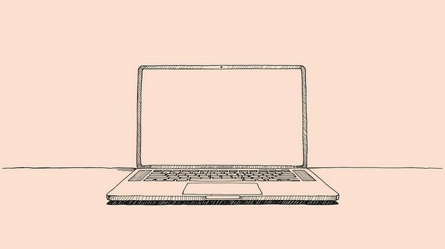 Creative workspace on a table with an open laptop and blank screen set against a soft background Generative AI