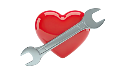 Wrench fixing a red heart
