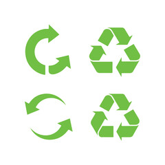 Green recycling symbols illustration with arrows in a circular motion