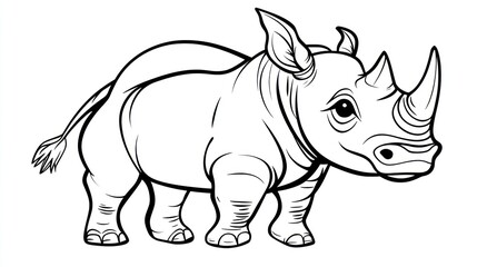 Cute rhino outline drawing