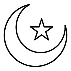 Crescent moon and star symbolizing Ramadan celebration illustration from a straightforward viewpoint