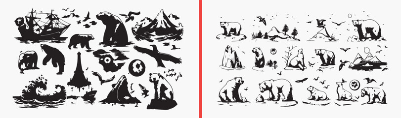 Travel Adventure Outdoor Pattern, Camping Hiking Illustration, Mountain Nature Drawing, Outdoor Activity Sketch, Travel Equipment Art, Adventure Gear Design, Outdoor Travel Collection

