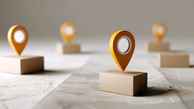 A conceptual image featuring multiple location markers placed on a map, symbolizing destinations and routes