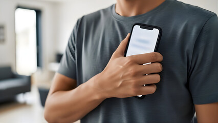 Person holding smartphone in protective gesture for mobile data privacy