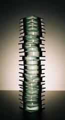 Modern Tall Building Architectural Model with Unique Circular Design in Neutral Lighting