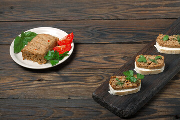 Meat Pate Loaf with Brochette Appetizers