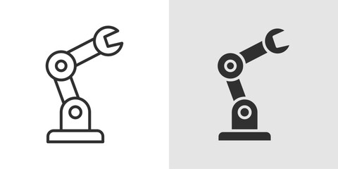 Robot Construction Icon representing automated building, industrial robotics, and AI-driven construction technology.