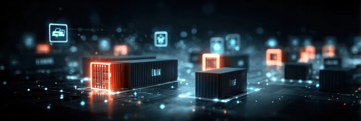 Fototapeta premium A modern concept of operation starting with scan and logistic alignment while management structures the system for stock and shipping