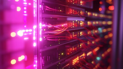 High-tech server room showcasing digital cloud computing modern office environment data center viewpoint future-ready technology