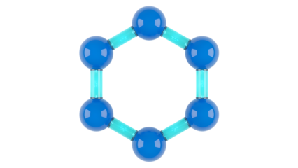 Blue spheres connected by cyan rods in a ring