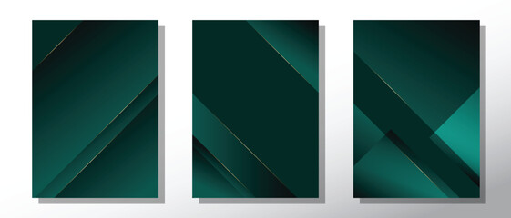 Set of cover design with green color gradation. Green cover vector design. Suit for annual report, company profile, book cover and others