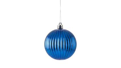 Blue glass ornament on transparent background