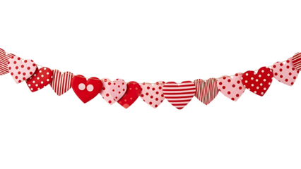 Heart-shaped banner with red and pink patterns