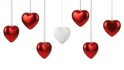 Hanging Red and White Hearts
