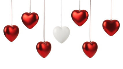 Hanging Red and White Hearts