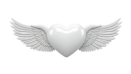 White Heart with Wings on Checkered Background