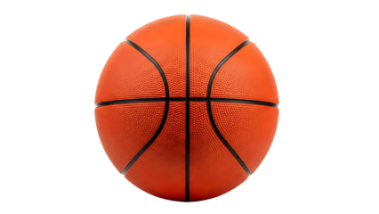 Orange basketball with black lines on transparent background