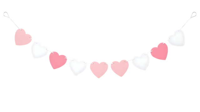 Pink and White Heart Garland on Checkered Background - Powered by Adobe