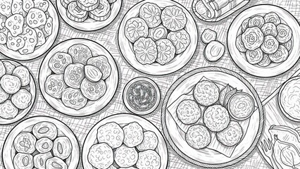 Hand-drawn Appetizers and Snacks Collection
