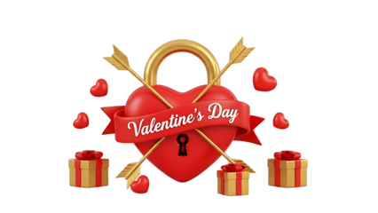 Valentine's Day Heart Lock Illustration