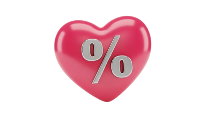Red heart with zero percent symbol