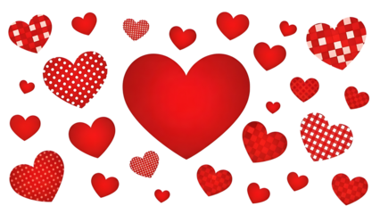 Red Hearts on Checkered Background