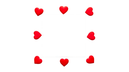 Square Frame with Red Hearts