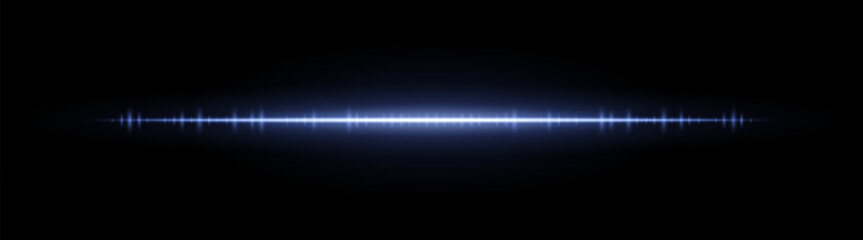 Color glowing horizontal flare with fine light pulses and reflection. Suitable for overlays, highlights, and modern digital effects.